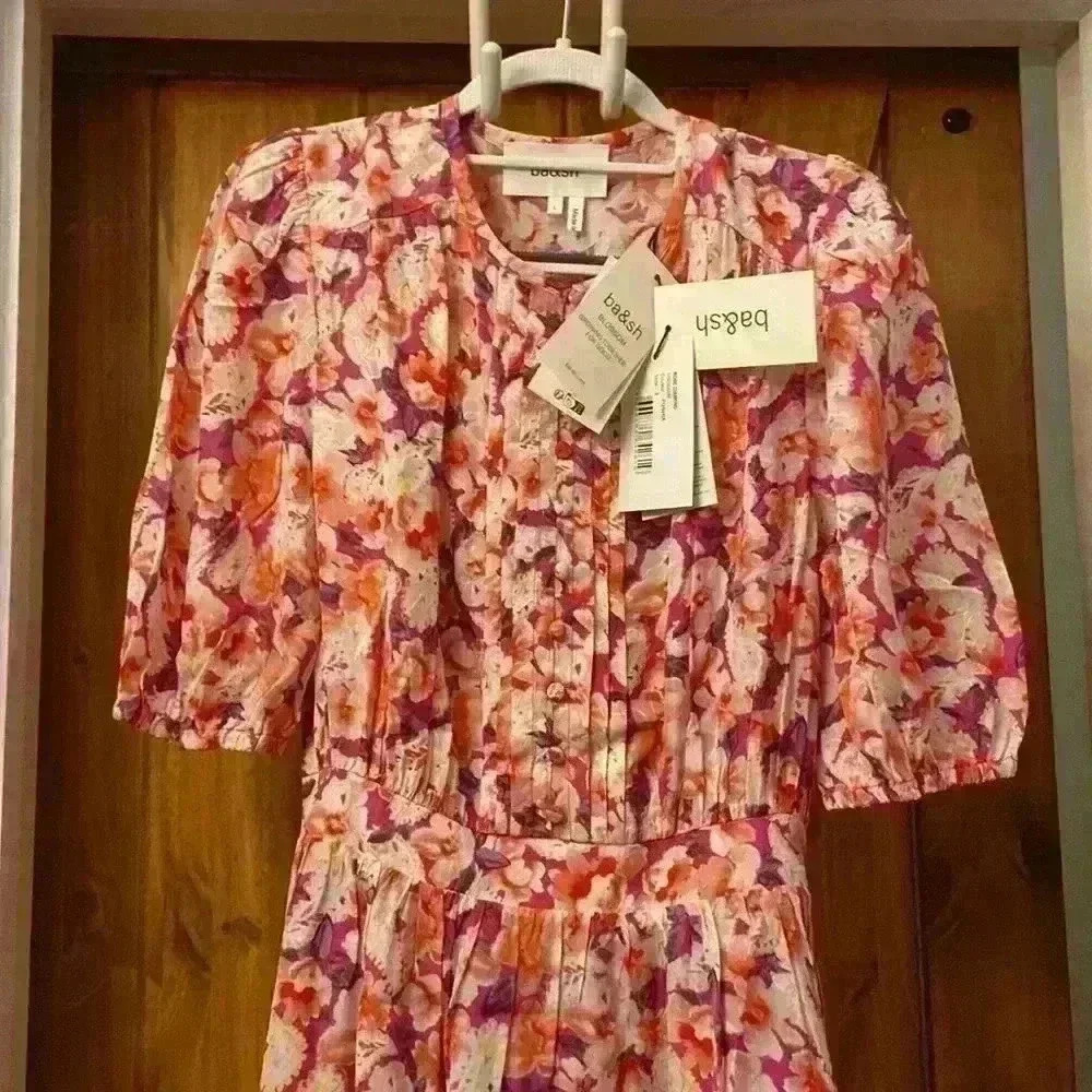 Ba&sh Woman’s Ruffle Mini Dress-Diamond Fushia-Large. NWT - Picture 3 of 9